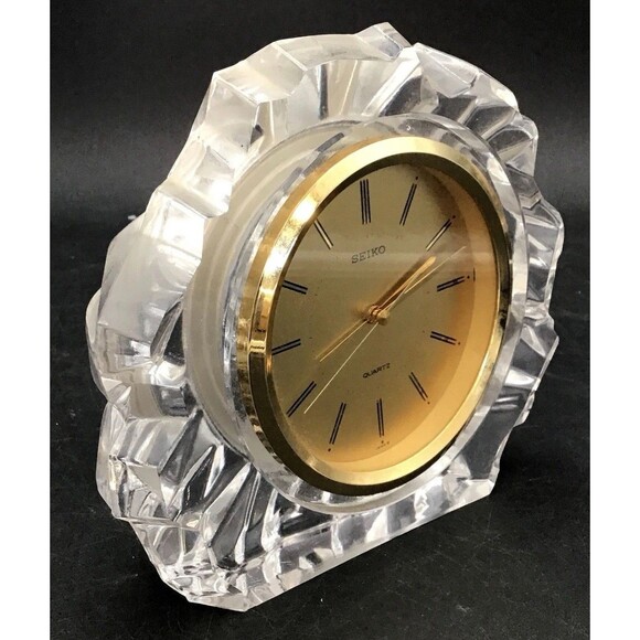 Seiko Quartz Lead Crystal Mantle Desk Clock Untested - Picture 2 of 6